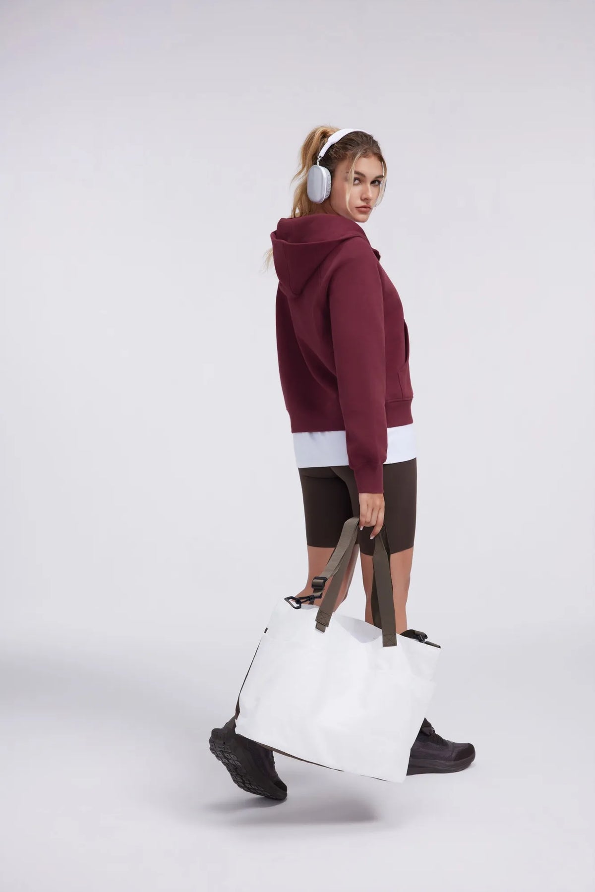 Sudadera Corta con Capucha y Media Cremallera