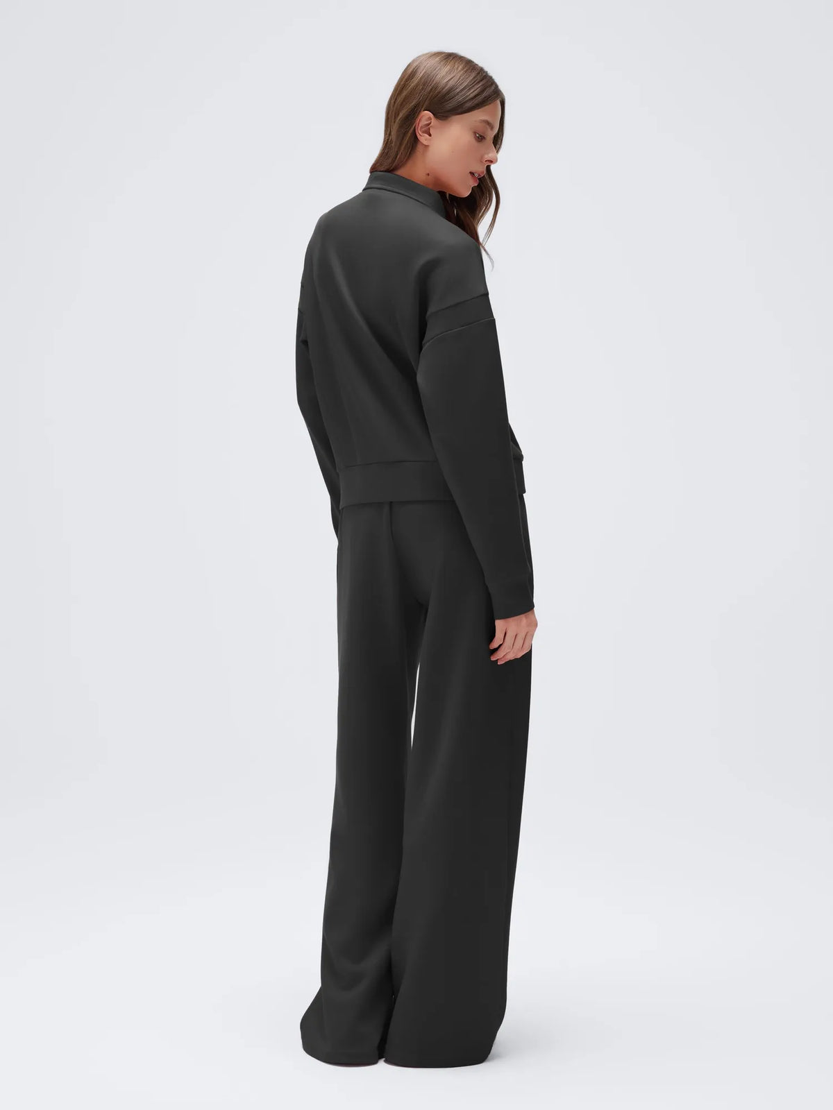 Conjunto de Chaqueta con Cremallera y Pantalón Ancho
