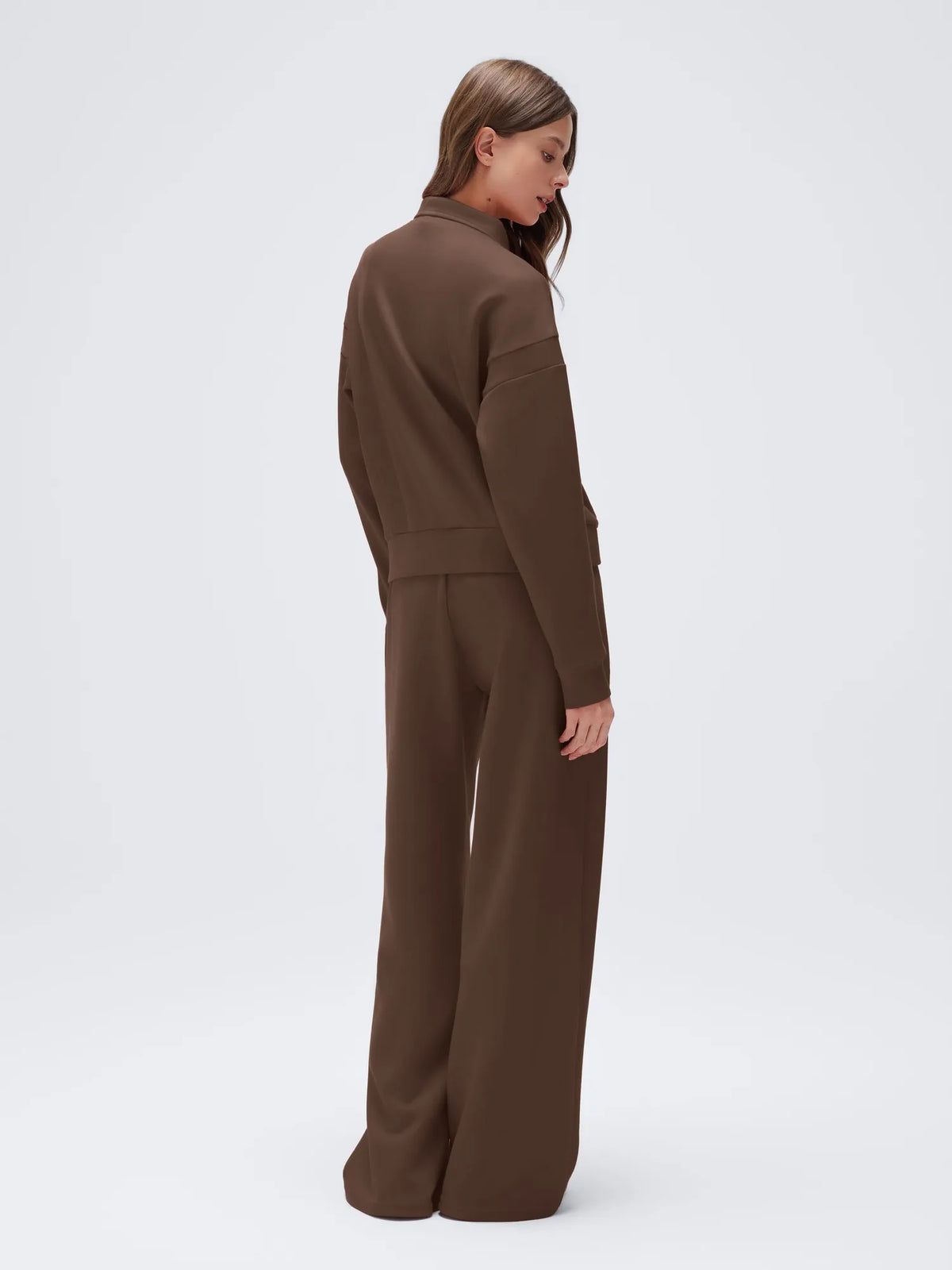 Conjunto de Chaqueta con Cremallera y Pantalón Ancho