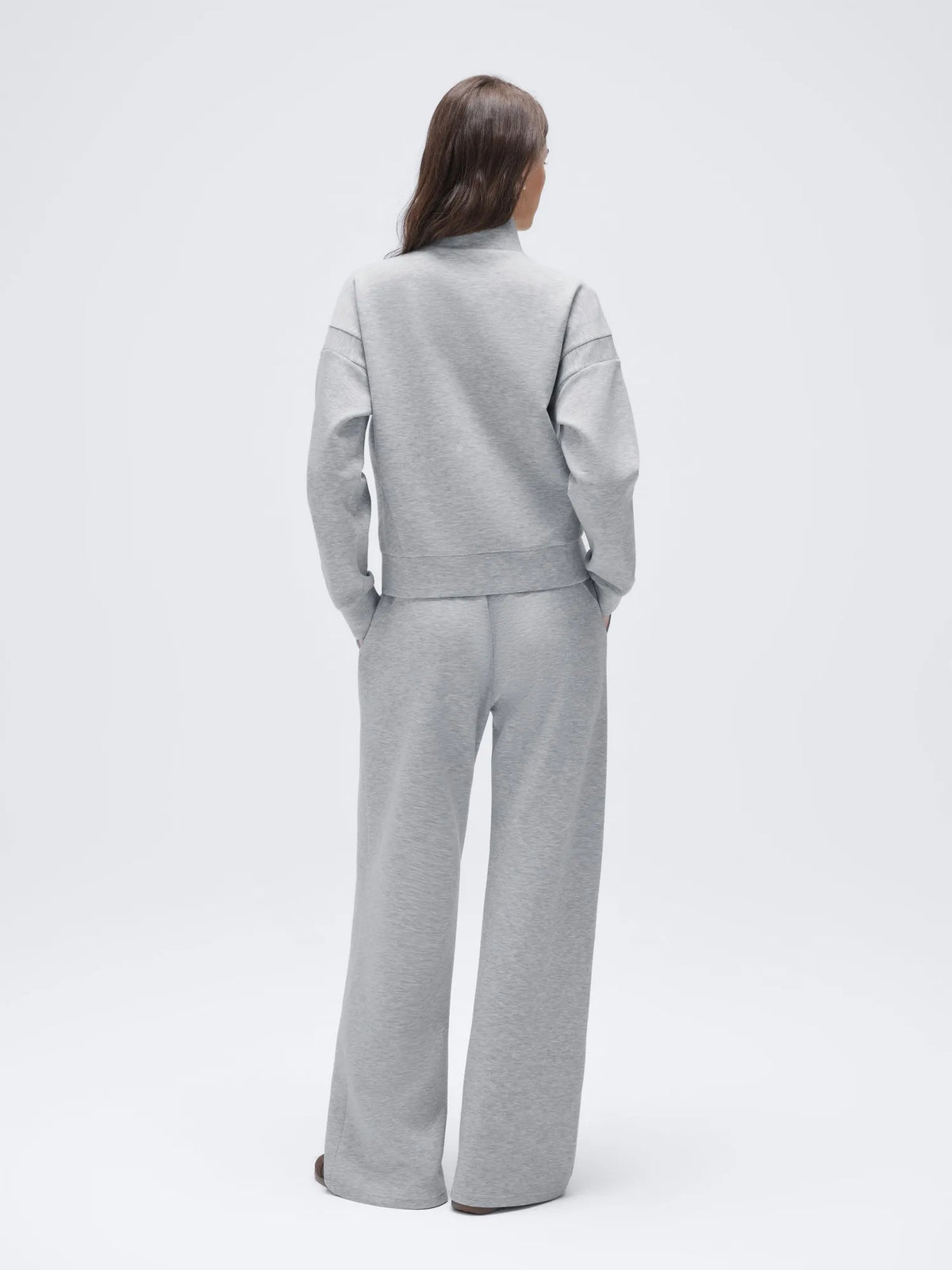Conjunto de Chaqueta con Cremallera y Pantalón Ancho
