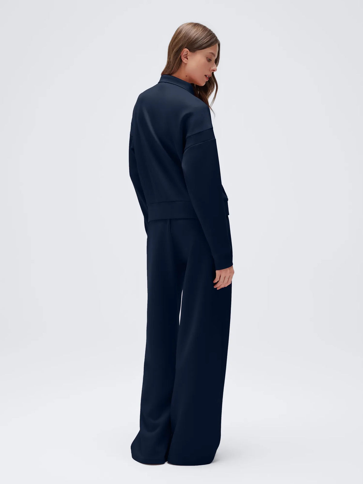 Conjunto de Chaqueta con Cremallera y Pantalón Ancho