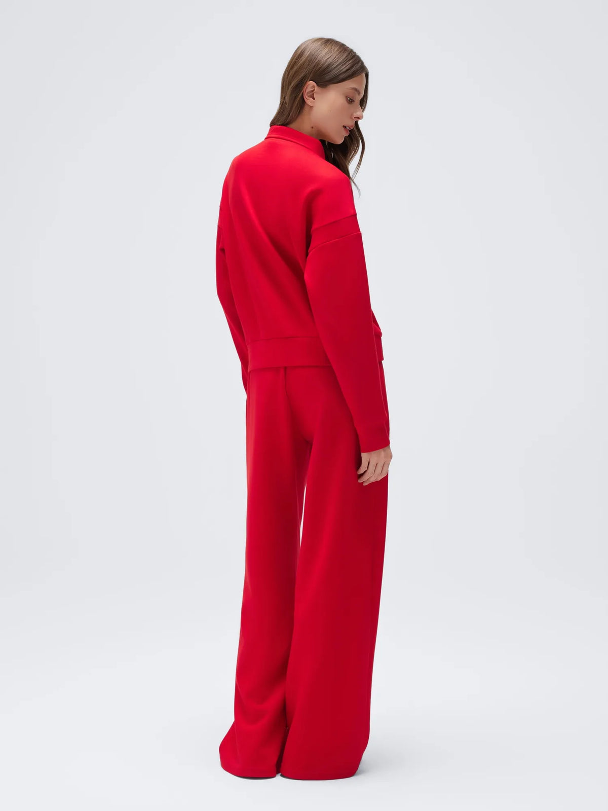 Conjunto de Chaqueta con Cremallera y Pantalón Ancho