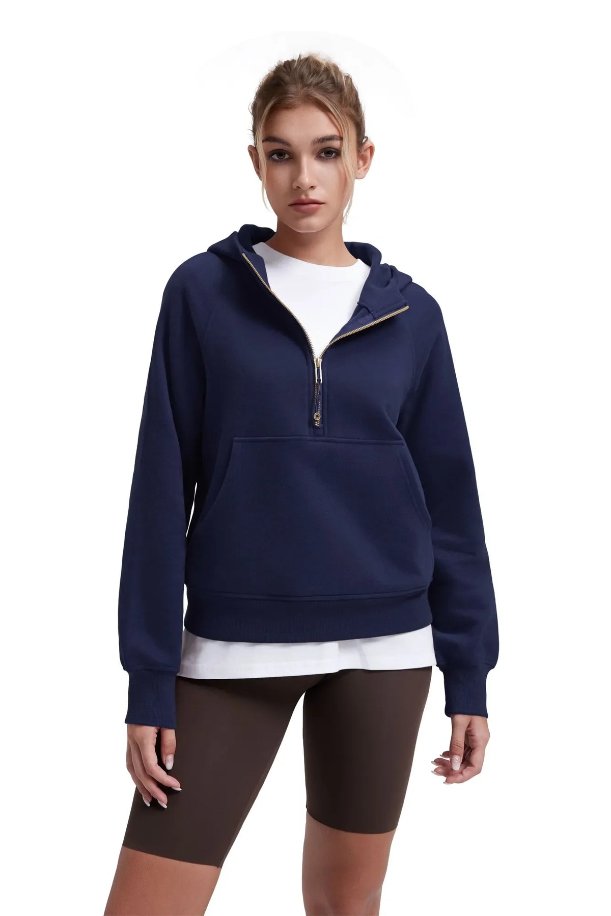 Sudadera Corta con Capucha y Media Cremallera