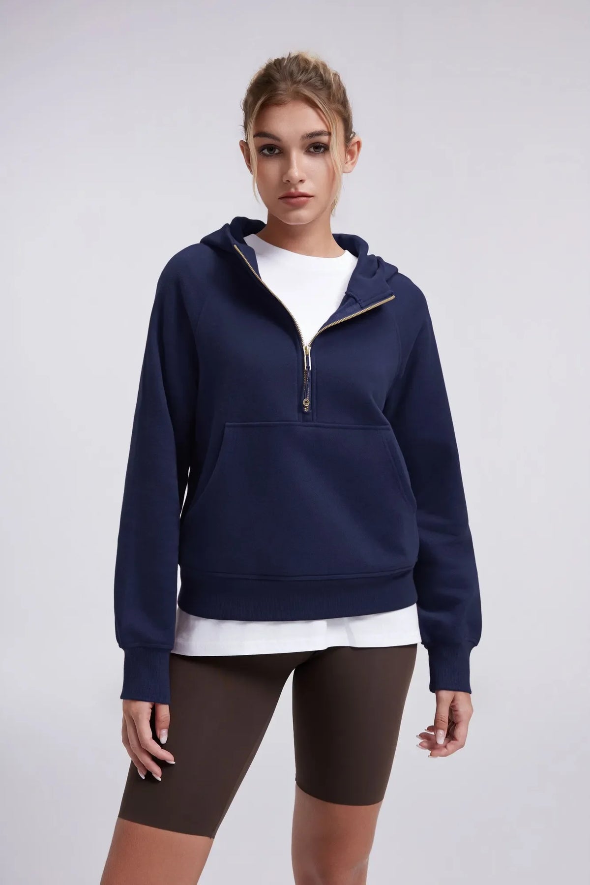 Sudadera Corta con Capucha y Media Cremallera