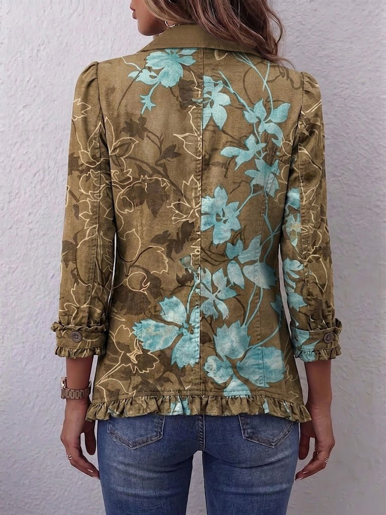 Chaqueta Floral Degradado con Volantes